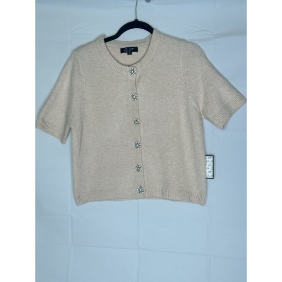 Short Sleeve Rhinestone Buttons Women’s Medium 12th young contenporary sweater - Picture 1 of 13